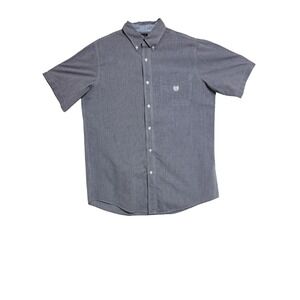 Chaps Mens Size LT Easy Care Short Sleeve Button Down Shirt Blue Check Excellent